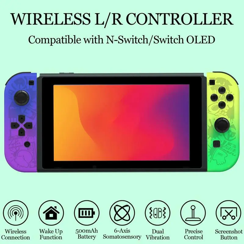 Wireless Controller for Game Handheld Controllers, Compatible with Switch Lite Oled, Dual Vibration Function, Cool Replacement Accessory Wireless Controller for Game Handheld Controllers, Compatible with Switch Lite Oled, Dual Vibration Function, Cool Replacement Accessory