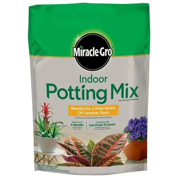 Miracle-Gro Mezcla para Macetas de Interior, Mezclada para una Variedad de Plantas de Interior, 6 qt.