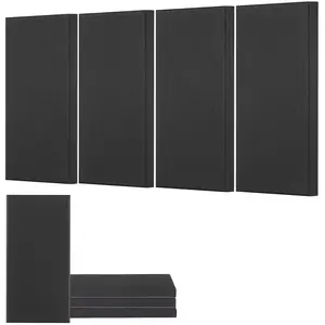4-Piece 2-Inch Thick Acoustic Wall Panels, 23.6 X 11.8 Inches, Self-Adhesive, Black Sound Absorbing Panels for Home Studio, Office, Living Room, Recording Booth, Music Practice Rooms and Rehearsal Spaces