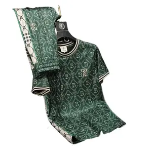 2025 Trendy Printed Short-sleeved Sports Men's Summer Fast-d Athleisure Breathable Clothes Casual Sporty Top Cropped Sleeve All Season Activewear