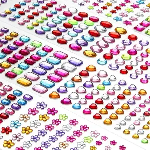 1200+ PCS Self Adhesive Gems Stickers,14 Sheets Rhinestone Stickers for DIY Craft,8 Shapes Sparkle Jewels for Nail Body Makeup Festival springtok