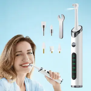 Tooth Polisher, Teeth Plaque Remover, Rechargeable Teeth Cleaning Kit with 5 Brush Heads & LED Light, 5 Modes Electric Teeth Cleaner, Oral Care Tools, Home Teeth Cleaner, Dental Plaque Remover