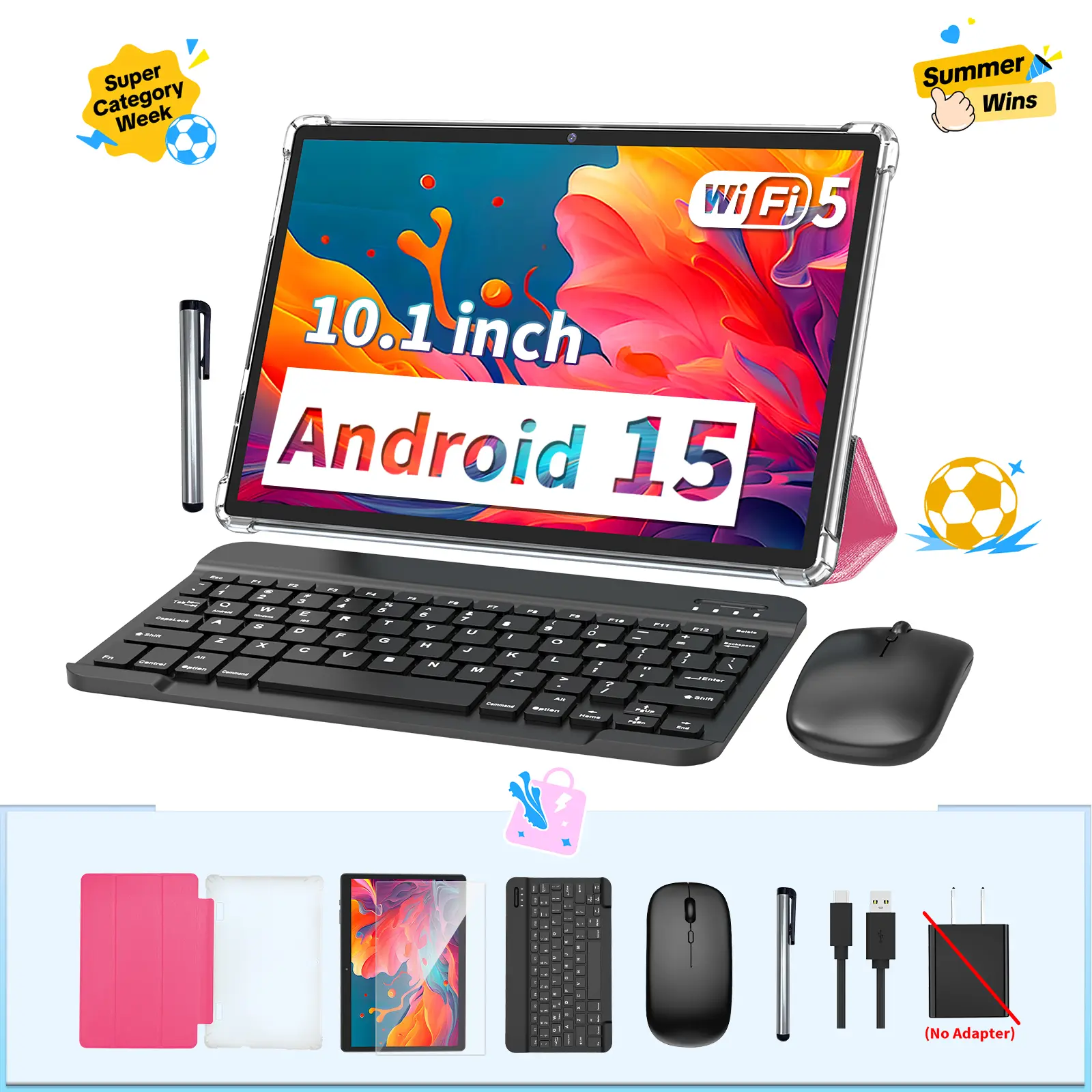 SummerWins】PYNAREL 2026 Android 15 Family Tablet 5-in-1 Bundle