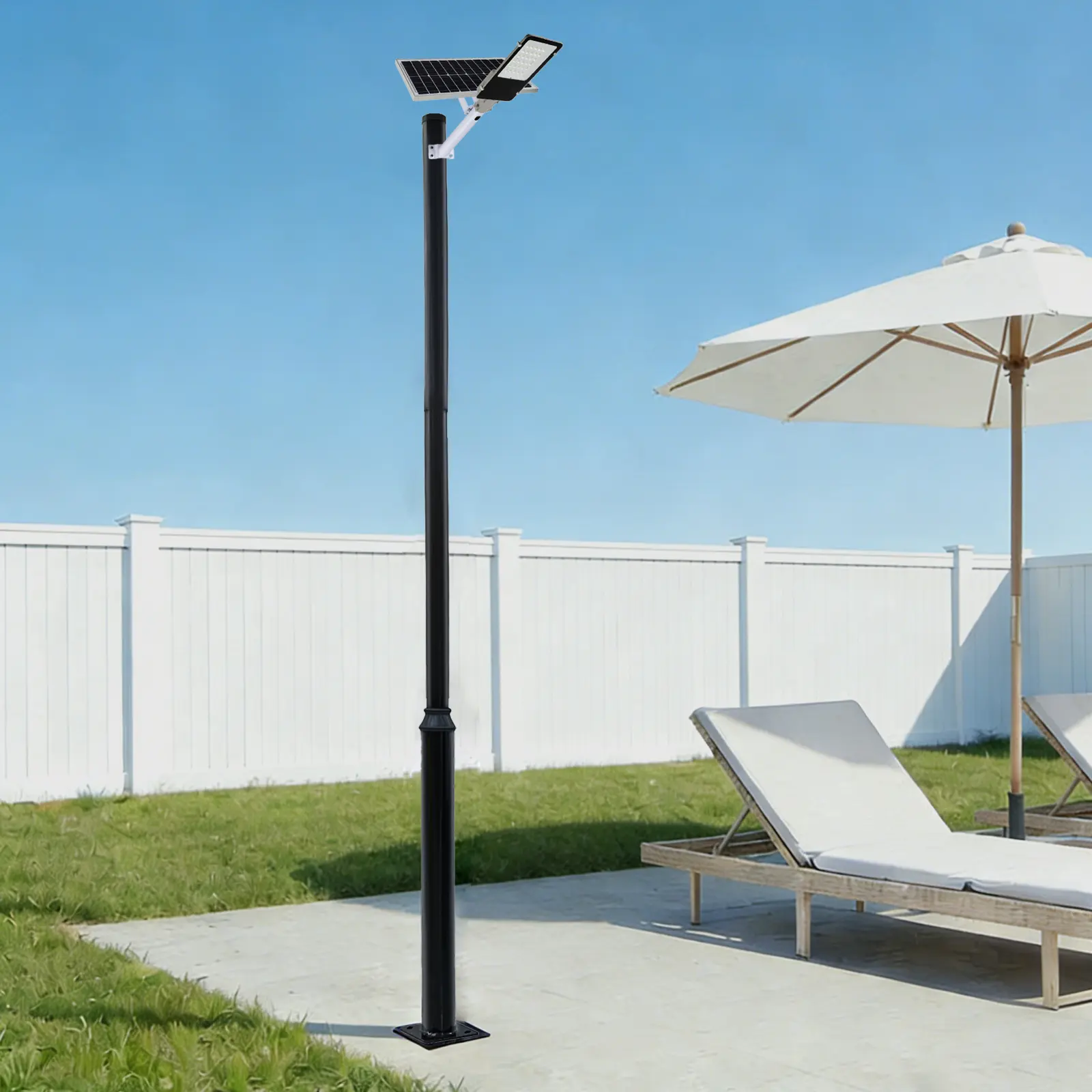 Black 16.4ft Split Street Light Pole Iron Galvanized Waterproof Rustproof 220LBS Load 2 Mounting Ways for Outdoor Yard Street Parking Lot Garden