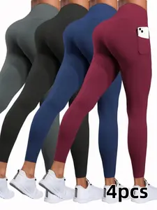 Women's All-Season High-Waisted Yoga Pants with Pockets - Slim-Fit Workout Leggings for Running, Cycling, Yoga & Daily Wear，Women's baggy yoga pants with pockets, outdoor sportswear，Riding pants