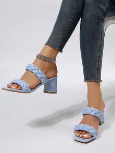 French Style Square Toe Braided Slippers, Elegant Fairy Wind Women's Chunky Heel Sandals Shoe Summer, Perfect for Dating, Shopping, Commuting, Parties, Footwear