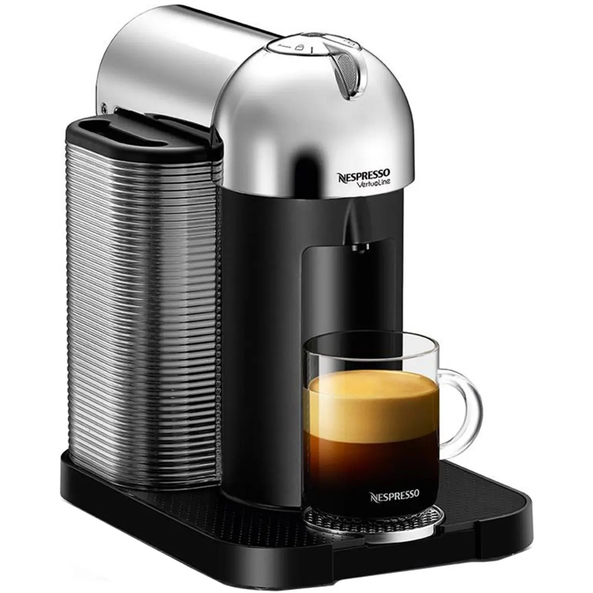 Nespresso Chrome Vertuoline Espresso Maker - Kitchen Coffee Appliance with Built-In Milk Functionality
