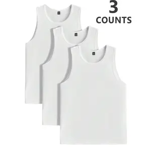 ANB-AnboaWear 3pcs Pack Men's Casual Solid Color Knit Sleeveless Top, Suitable For Daily Wear Men Tank Top Pack Men 4xl Tank Plus Size Men Tank Tops