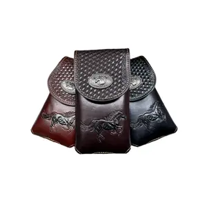 Western Stakes Western Leather Phone Belt Holster Stallion