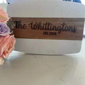Custom Acacia & Marble Engraved Cutting Board