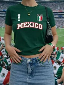 SHANIAH Mexico Shirt Y2K Baby Tee | Vintage 2000s Soccer Jersey Inspired Crop Top Graphic Casual Streetwear Summer Fashion Top