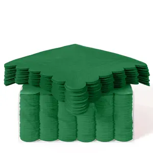 Emerald Green Scallop Beverage Napkins - 50 Ct.