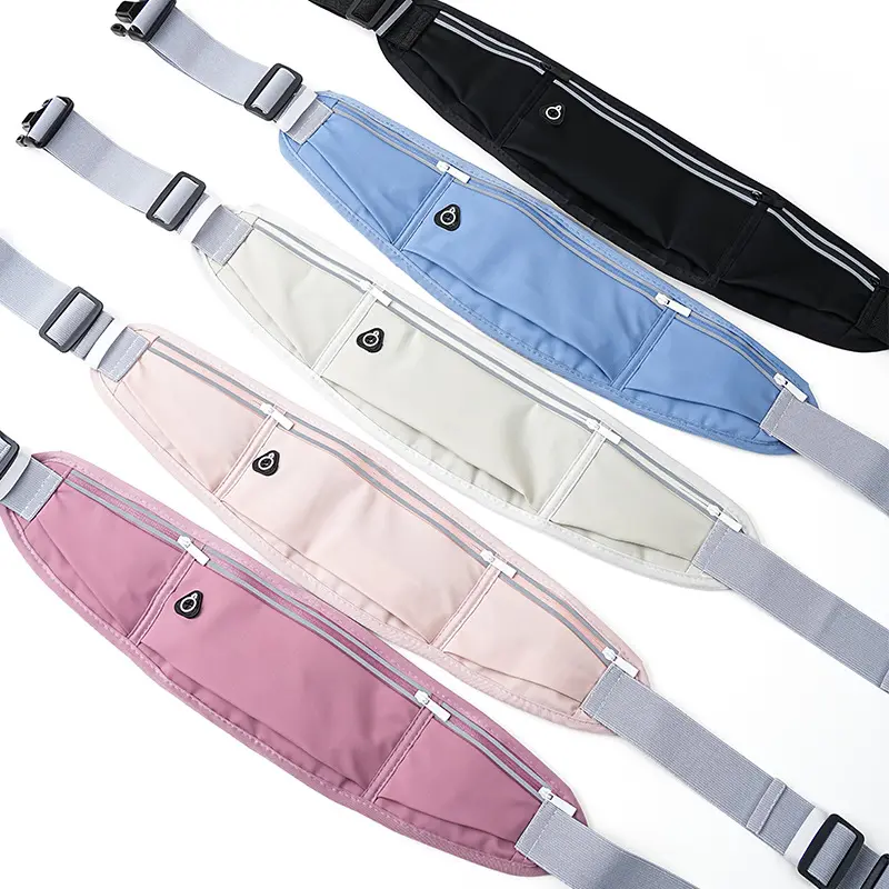 NELEUS Slim Running Waist Belt, Lightweight No Bounce Fanny Pack, Breathable Mesh Workout Waist Bag with Earphone Port & Reflective Strip for Night Run Cycling Hiking Travel