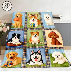 Soft Comfortable Funny Throw Blanket Cute Dog Print Flannel Blanket Cozy Throw For Sofa Bed & Car Perfect Gift For Dog Lovers summerwins