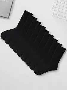 CCCMAI Men's Towel Bottom Socks Long Black & White Comfortable Absorbent for Everyday Wear Soft Feel Full Coverage Support Menswear Soft Stylish