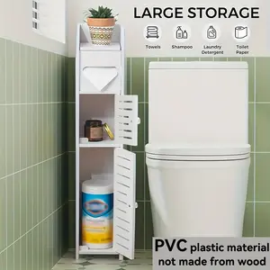 1 piece of small plastic bathroom storage cabinet, suitable for small-space bathroom medicine cabinets, cosmetics cabinets, toilet paper cabinets, cabinets next to the toilet, toilet paper storage, hallway storage cabinets, made of waterproof PVC material