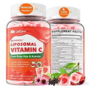 Natural Liposomal Vitamin C 1000mg Gummies for Adults & Kids 9+, Chewable Vitamin C w/ 11mg Zinc, D3, Elderberry, Echinacea, , Bioflavonoid, Immune Support, Whole Food VIT C from Fruits, Sugar Free