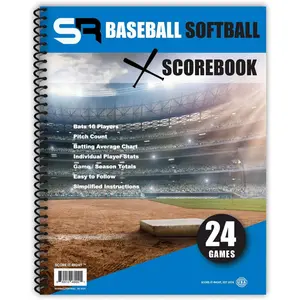 Little Blue Baseball/Softball Scorebook – Premium Score Keeping Book – 16 Player 24 Game with Pitch Count, Individual Player Stats, Batting Average Chart - 9.25" x 12"