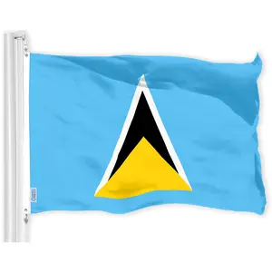 G128 Saint Lucia Saint Lucian Flag | 3x5 Ft | LiteWeave Pro Series Printed 150D Polyester | Country Flag, Indoor/Outdoor, Vibrant Colors, Brass Grommets, Thicker and More Durable Than 100D 75D Poly