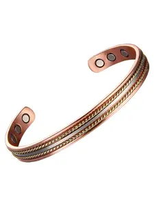Adjustable Pure Copper Magnetic Bracelet with Handwoven Line, Fashionable Bracelet, Unisex Jewelry Gift, All Seasons Street Style Accessory, Adjustable Cuff, Elegant Minimalist Bangle