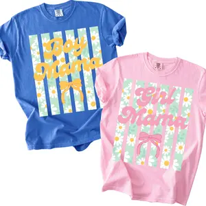 Trendy Mama Shirt, Boy Mama Shirt, Girl Mama Tee, Mother's Day Graphic Tee, Comfort Colors Shirt for Her, Gift for Her, Oversized Tee, Stripe Flower