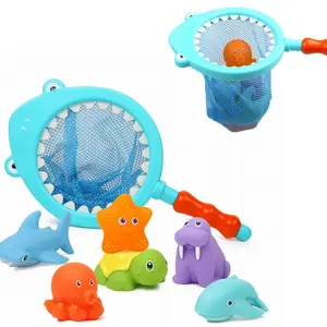 Bathtub Toys Fishing Float Spray Toy Set with Net, Bath Tub/bathroom Pool Game for Infants Toddlers Children