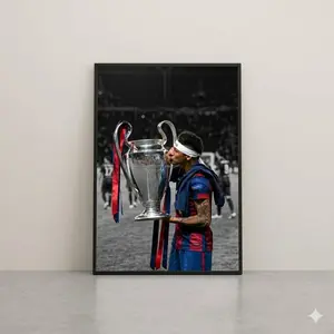 [UNFRAMED] Neymar Barcelona Legend, European Champion Soccer Poster, Football Wall Decor for Fans