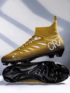 Professional Men's Football Shoes, Lace Up High Top Football Cleats, Outdoor Sports Training Shoes, Artificial Grass Anti Slip Competition Nail Shoes, Soccer Shoes