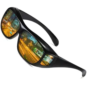 SHEEN KELLY Polarized Night Vision Glasses Driving Men Women Fit Over Prescription Eyewear Wrap Arounds Sunglasses  UV400