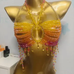Handmade beaded chest chain women's multi-layer beaded body chain beach sexy accessories DIY accessories