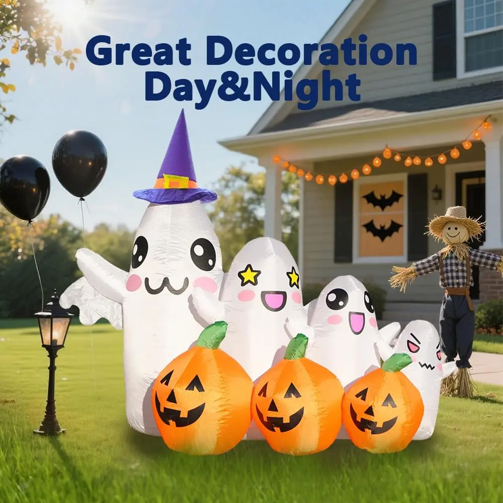 GARIG Halloween Inflatables Outdoor Decorations Lawn Holiday (7.2FT Ghost Pumpkin) GARIG Halloween Inflatables Outdoor Decorations Lawn Holiday (7.2FT Ghost Pumpkin)