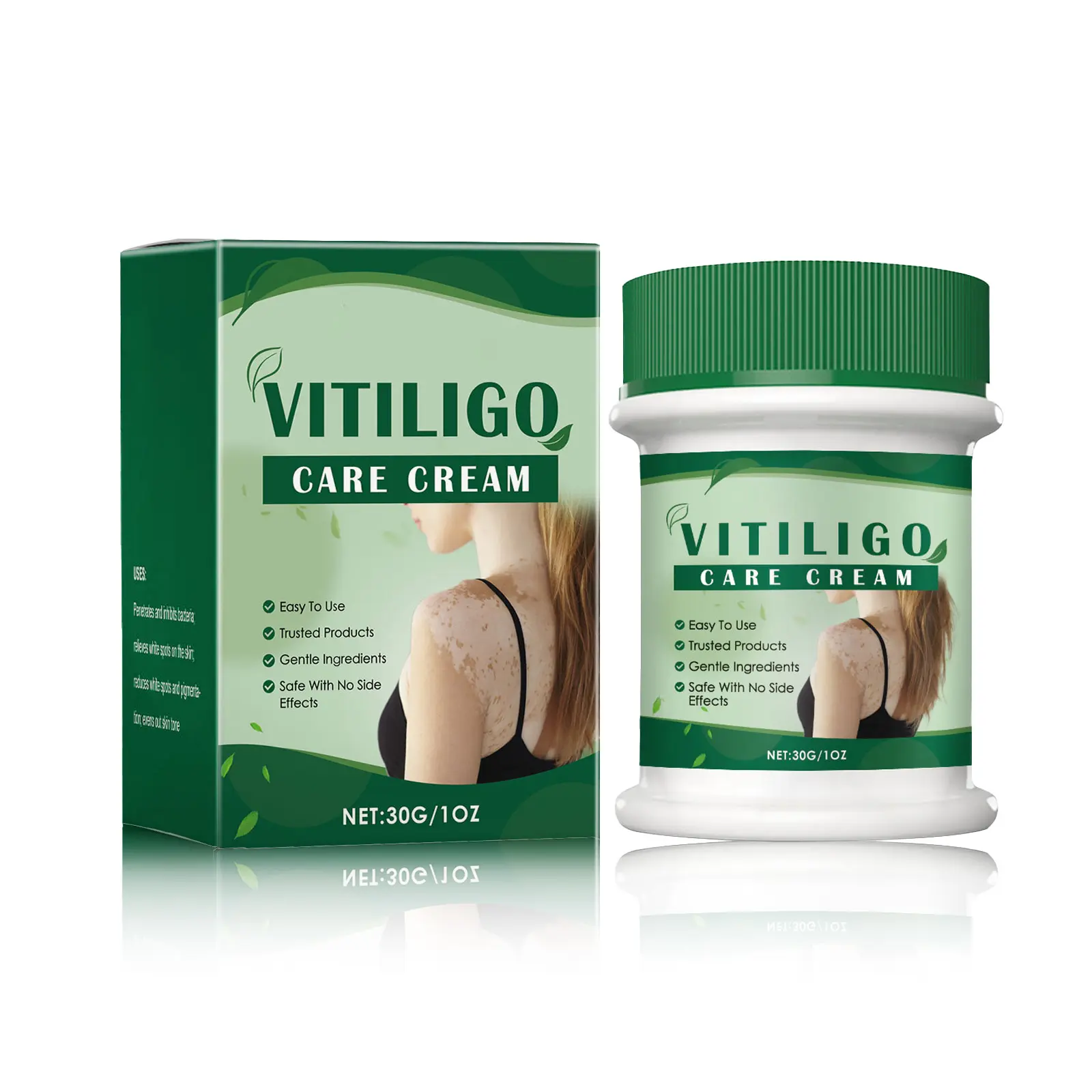 Gentle Vitiligo Treatment Cream Lightweight Moisturizer to Improve Skin Pigmentation, Soothing Body & Face Care for Uneven Skin, Hydrating, Cooling Mint & Aloe Extracts, Fragrance-Free, Non-Toxic