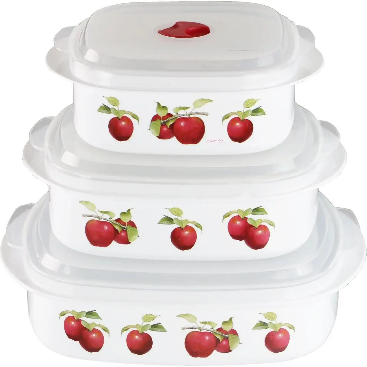 212 MAIN 6pc Harvest Apple Microwave Kitchen Set - Storage Bowls, Meal Prep Containers with Lids