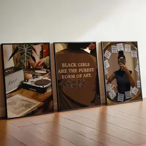3 Count/set Black Girl Wall Art, Black Woman Affirmation Prints, Black Girl Room Decor, Black Woman Art, Printable Home Decor Photo Poster wall decor Artwork Hand unframed wall art decor Tape Ornaments Unframed Poster