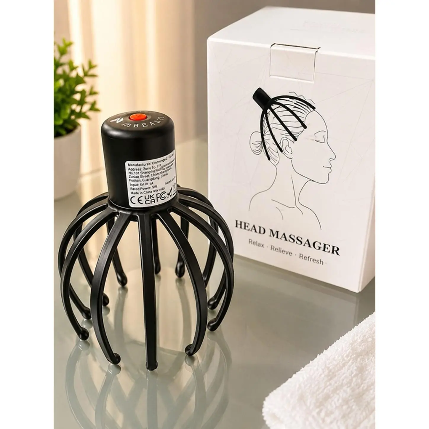 Electric Vibrating Head & Scalp Massager Handheld USB Rechargeable Black for Relaxation and Relief