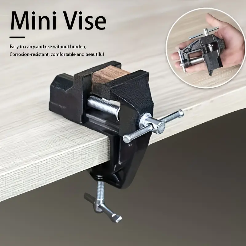 Durable Cast Iron Mini Table Clamp - Anti-Stain Vise, Easy-to-Use Workbench Tool, Portable Size, Ideal for Jewelers, DIY Projects