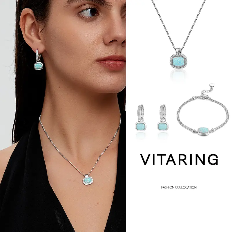 Opal Collarbone Necklace for Women Rhodium Plated Unique Artisan Handmade Jewelry Versatile Everyday Office Wear Elevated Affordable Luxury Fashion Accessory