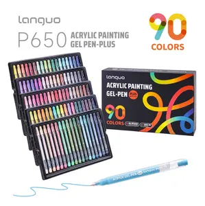 【3D Diary Pen】 languo 90-Colors, 1.0mm Fine Tip Gel Ink, Mixable, Vibrant, DIY Crafts, Student Art Supplies, Back-To-School Gift pen set artist painting relaxation tool get bullet aesthetic Retractable Gel Pen colored colorful precision carry bag