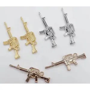 3D  Nail Charm Gold Silver Rosegold Gun Design 2pcs/bag