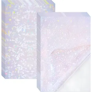 2 Types Transparent Holographic Laminate Sheets Overlay Lamination Vinyl A4 Size Self-Adhesive Holographic Laminate Film  Vinyl Sticker Paper for DIY Crafts, 10 Sheets 8.25 x 11.7 Inches