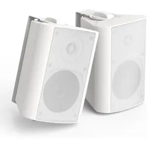 Herdio 4 Inch 200 Watt Outdoor Indoor Bluetooth Speakers,Wall Mount Waterproof Wired for Patio,Deck,Yard,Garage(White)