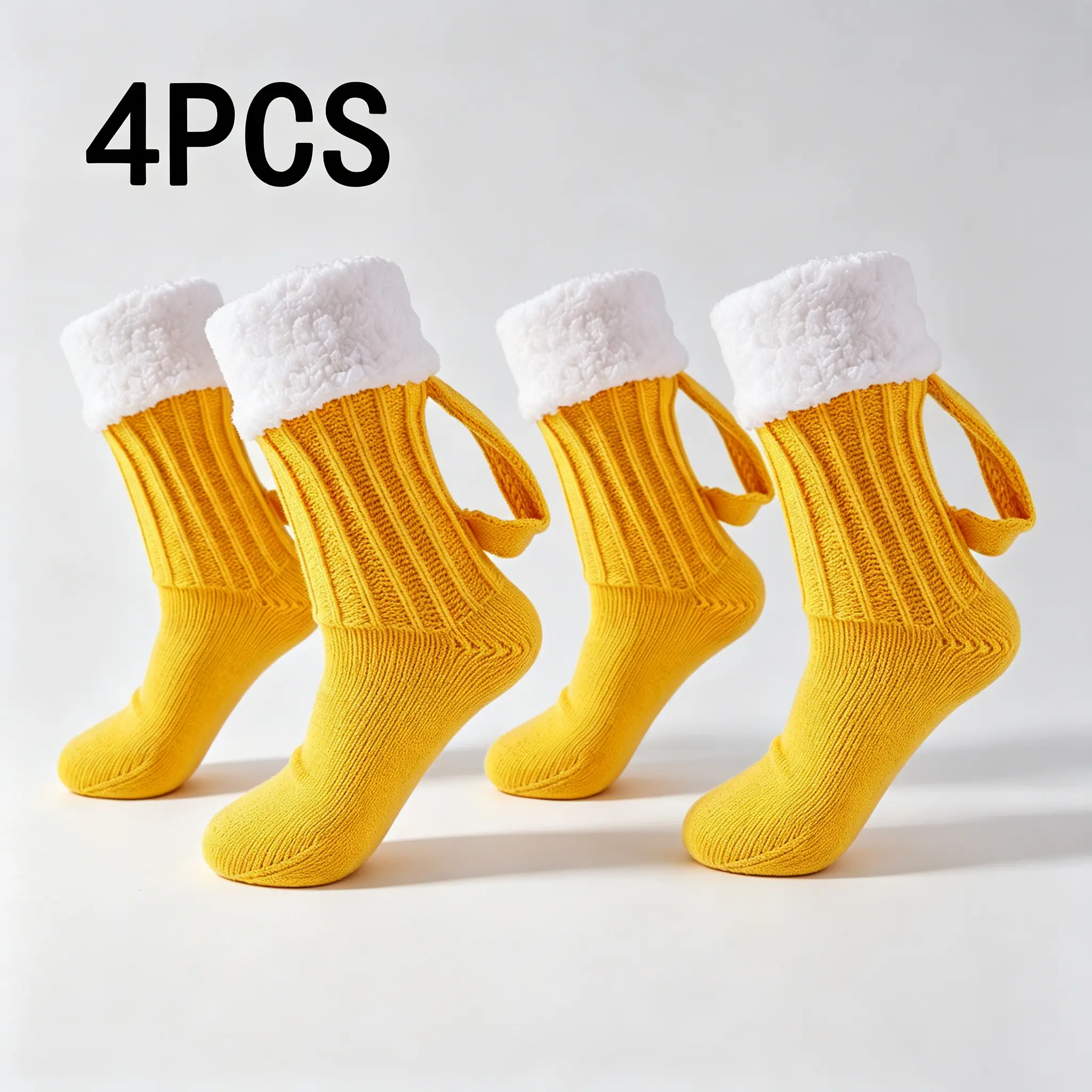 Women's Mid-Calf Socks - 2-Pair Chunky Wool & Warm Acrylic Knit Socks for Autumn, Winter Floor Use