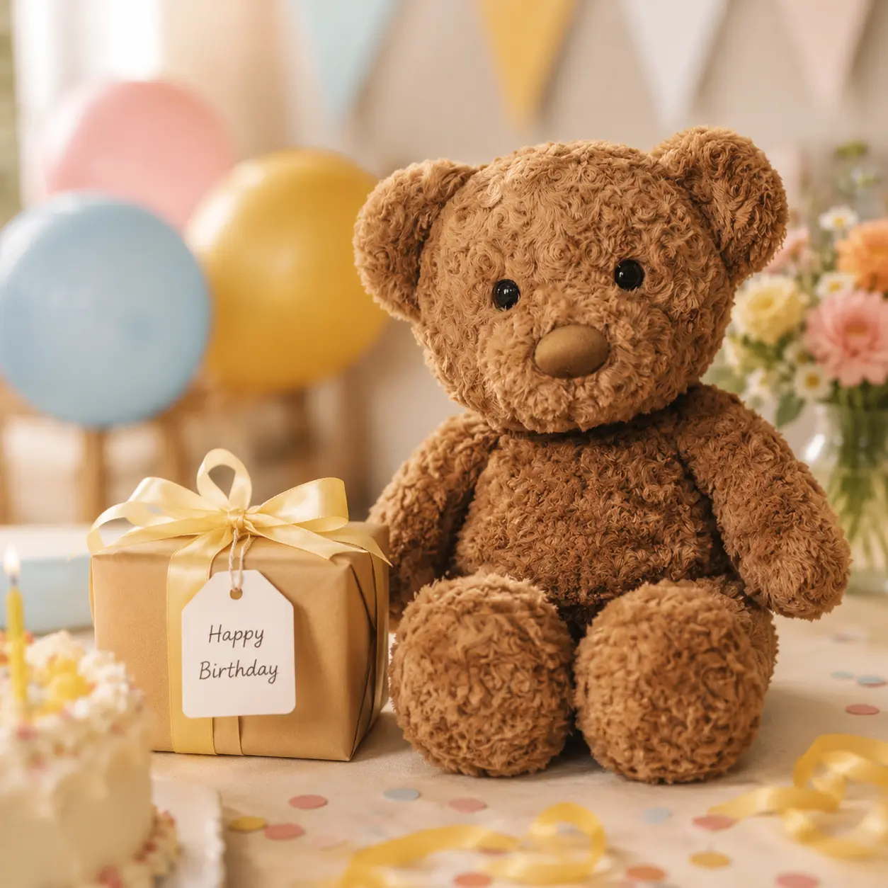 Curly Teddy Bear Plush Toy, Huggable Soft Stuffed Animal, 2 Styles - Brown/Beige, 30cm, Polyester Fiber Fill, for Kids Gift, Room Decor