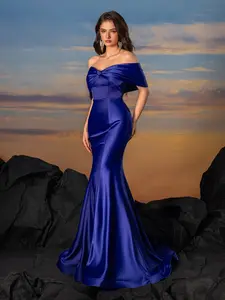 Elegant Women's Strapless Bustier with Butterfly Collar, Backless Design, Fitted Mermaid Gown for Evening Events