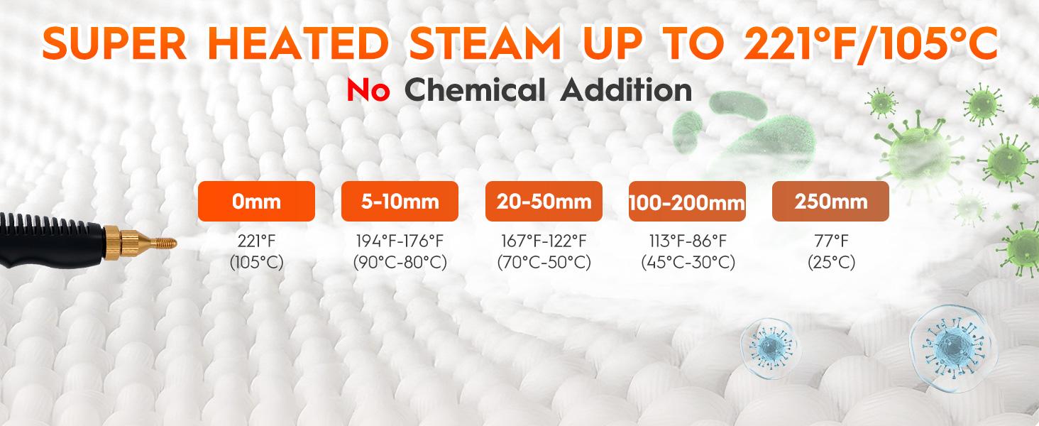 Steam Cleaner, 2500W High Handheld Steam Cleaner, 1L Portable Car Steam Cleaner, 6 High Speeds Pressure Temperature Steam Cleaning Machine with 3 Brush Heads for Kitchen Home Car Cleaning