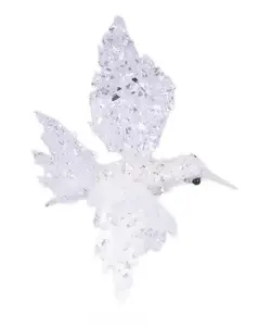 8" x 5" Iced Look Bird with Clip – White