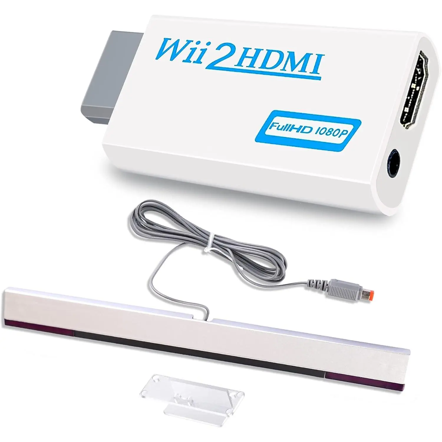 2 in 1 Accessories Bundle Kits for Wii, Wired  Ray Sensor Bar and Wii to hdmi Converter Compatible with  Wii