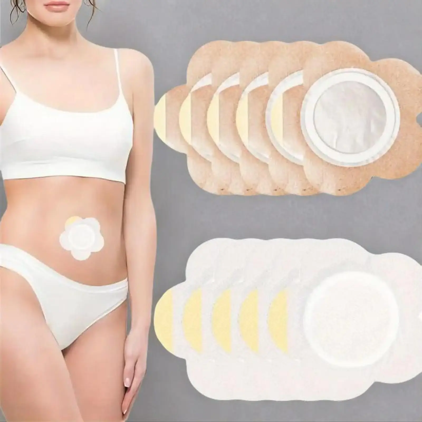 50 Count Waterproof Belly Button Patches, Breathable Non-Woven Adhesive Fixing Tape for Scar Coverage & Skincare, Fabric/Material, 50 Pcs, Multi-Pack