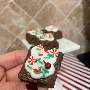 Set Of 2 Faux Christmas Brownies / Tier tray decor / Candyland Sweet decor / fake bake Dessert decor Decoration  Magical