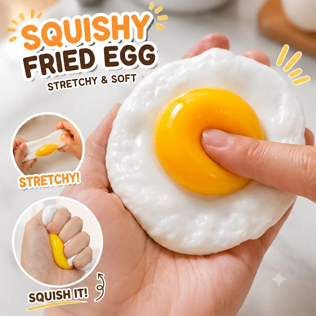 Squishy Toy Rubbing toys, sticky toy,pressing toys,Realistic Fried Egg, stress relief silicone,Elastic TPR Egg Decompression Toy, No-Trace Quick Rebound Anti-Anxiety Sensory Toy for Kids & Adults